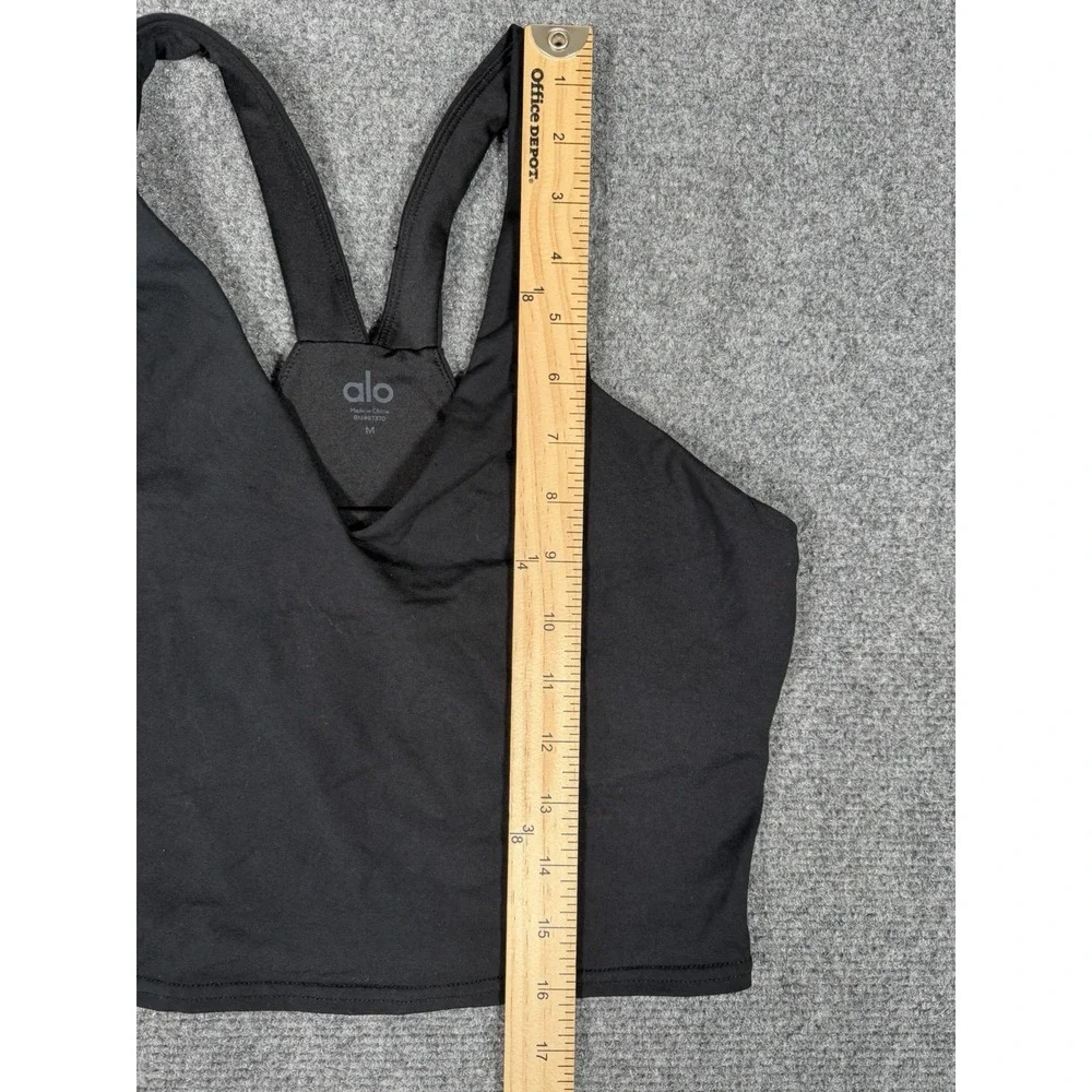ALO Yoga Airbrush Real Bra Tank Womens Size Medium Black Racerback Cropped